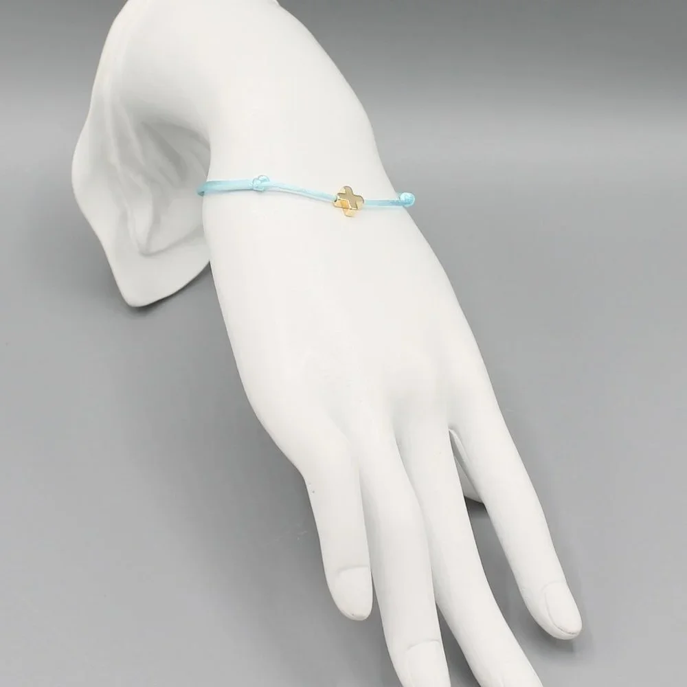 Jewelry cross blue string bracelet adjustable fashion delicate brand new